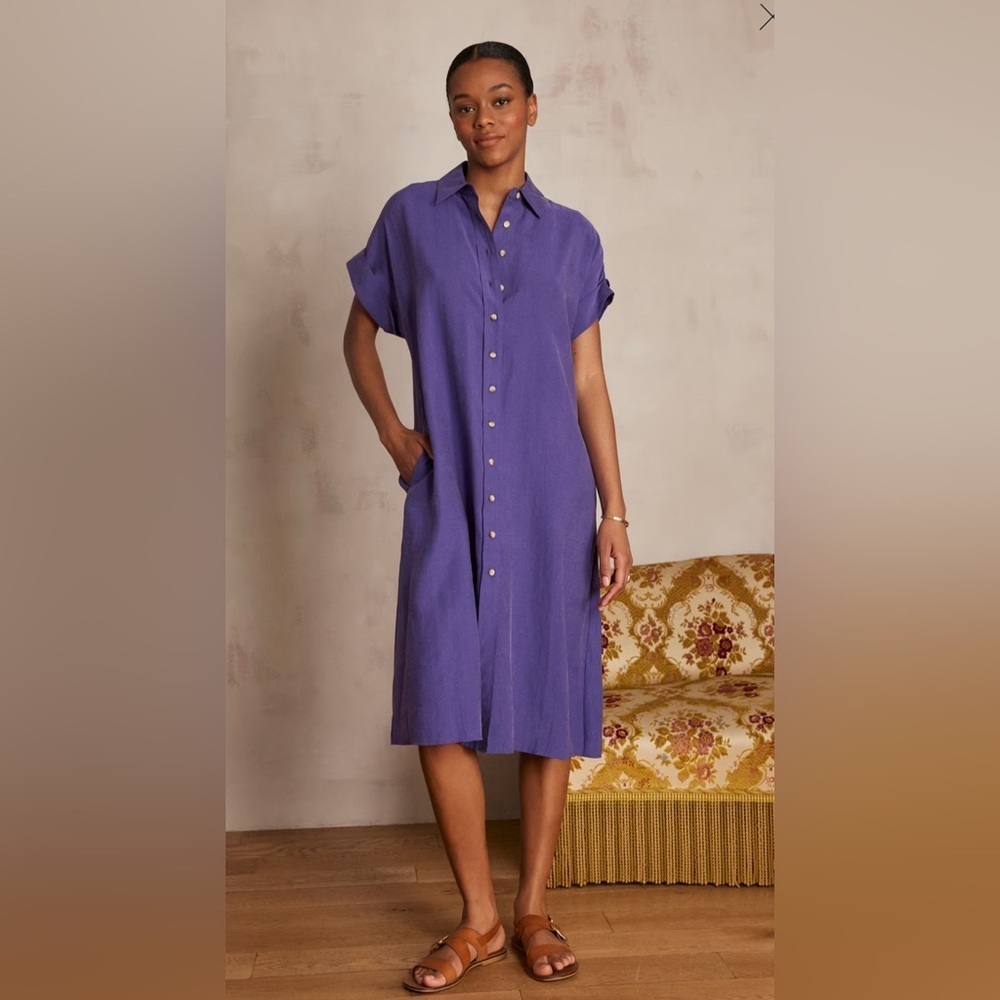 Maison 123 Paris NAYAA SHIRT DRESS Fuscia Button-Down Midi size Large